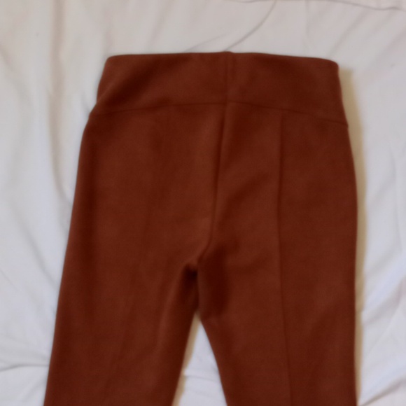 Anthropologie Brown Faux Suede Ankle Zip Leggings | Size 26 - Picture 9 of 11